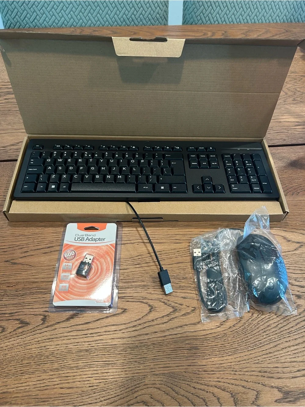 HP Black Wired Keyboard with USB Adapter and Wired Mouse